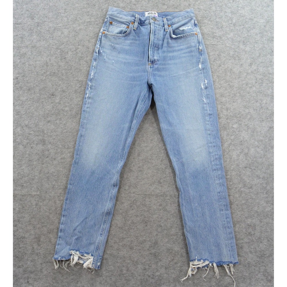 Agolde Jeans Womens 25 Blue 90's Pinch High Rise Distressed Slim Straight